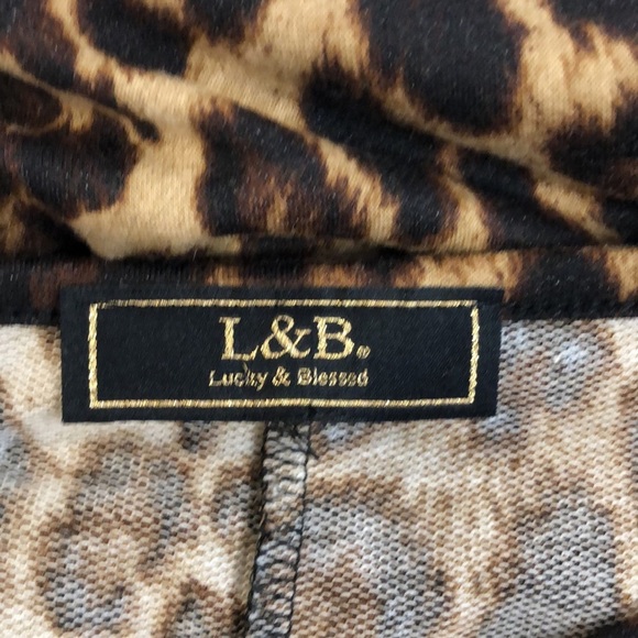 L&B Lucky and Blessed animal print swing dress Beautiful browns EUC midi L/XL - Picture 5 of 7